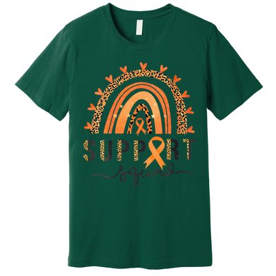 Support Squad Multiple Sclerosis Awareness Leopard Orange Premium T-Shirt