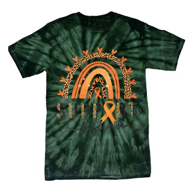 Support Squad Multiple Sclerosis Awareness Leopard Orange Tie-Dye T-Shirt