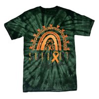 Support Squad Multiple Sclerosis Awareness Leopard Orange Tie-Dye T-Shirt