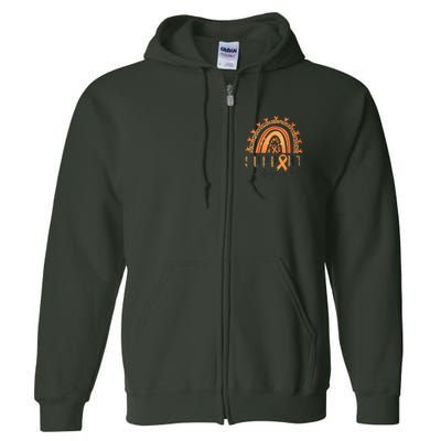 Support Squad Multiple Sclerosis Awareness Leopard Orange Full Zip Hoodie