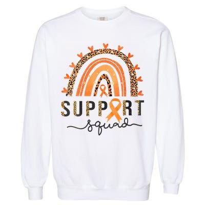 Support Squad Multiple Sclerosis Awareness Leopard Orange Garment-Dyed Sweatshirt