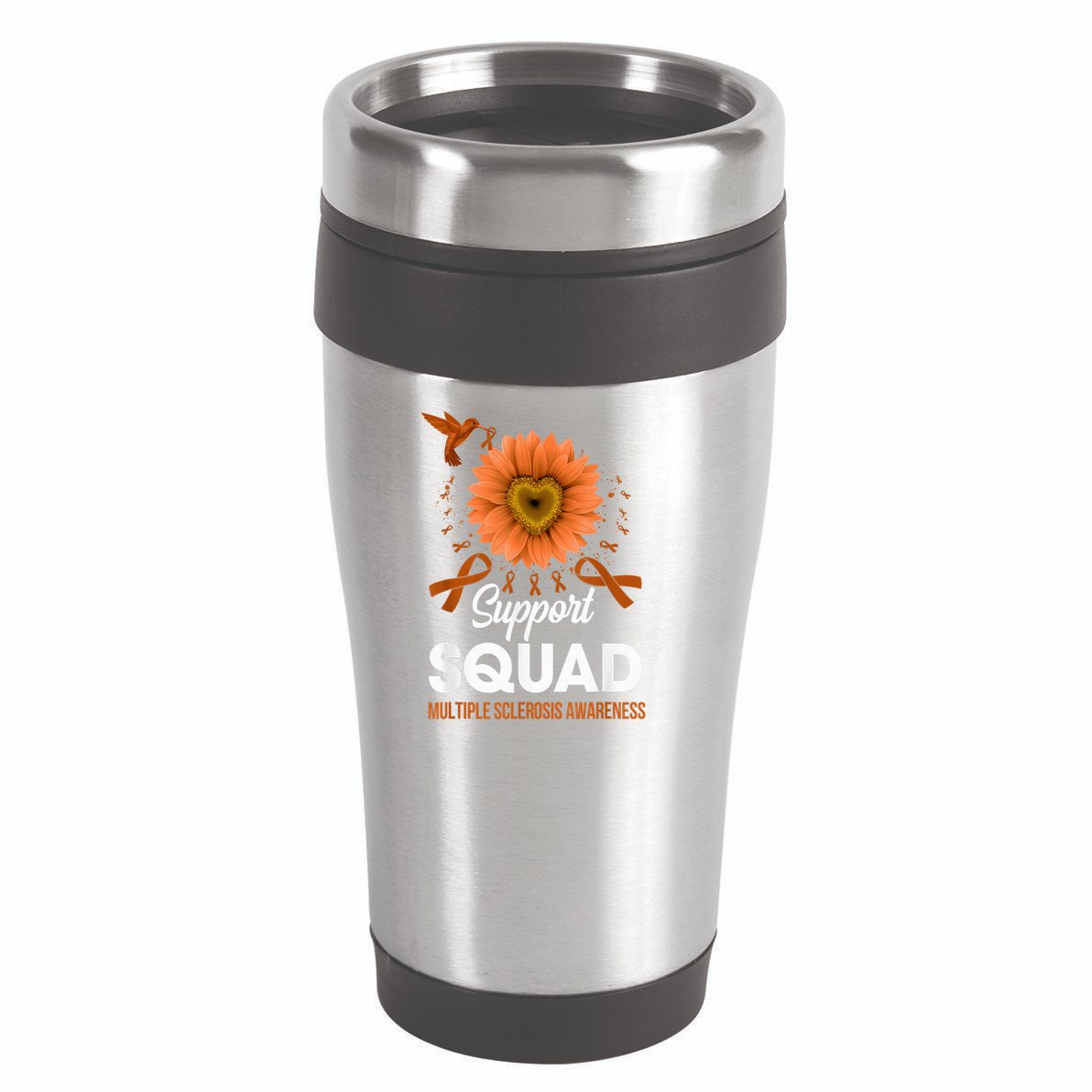 Support Squad Multiple Sclerosis Awareness Sunflower 16oz Travel Tumbler