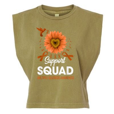 Support Squad Multiple Sclerosis Awareness Sunflower Garment-Dyed Women's Muscle Tee