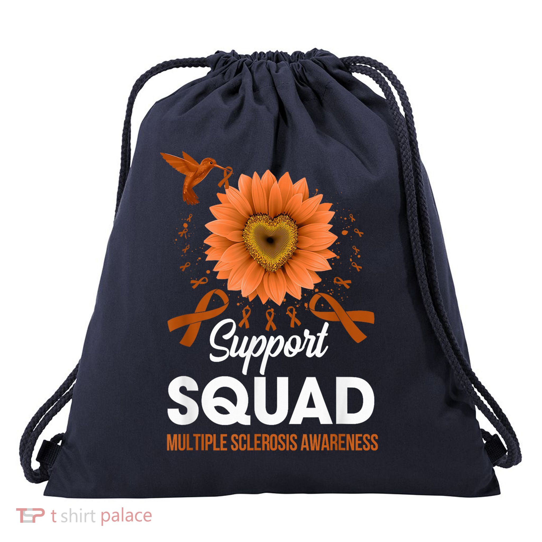Support Squad Multiple Sclerosis Awareness Sunflower Drawstring Bag