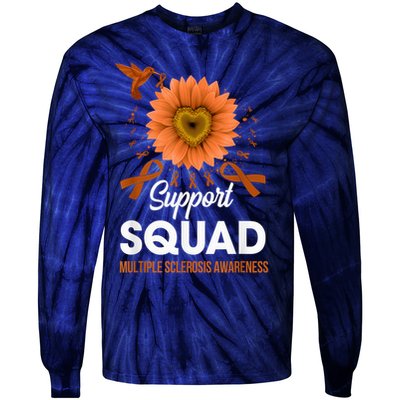 Support Squad Multiple Sclerosis Awareness Sunflower Tie-Dye Long Sleeve Shirt