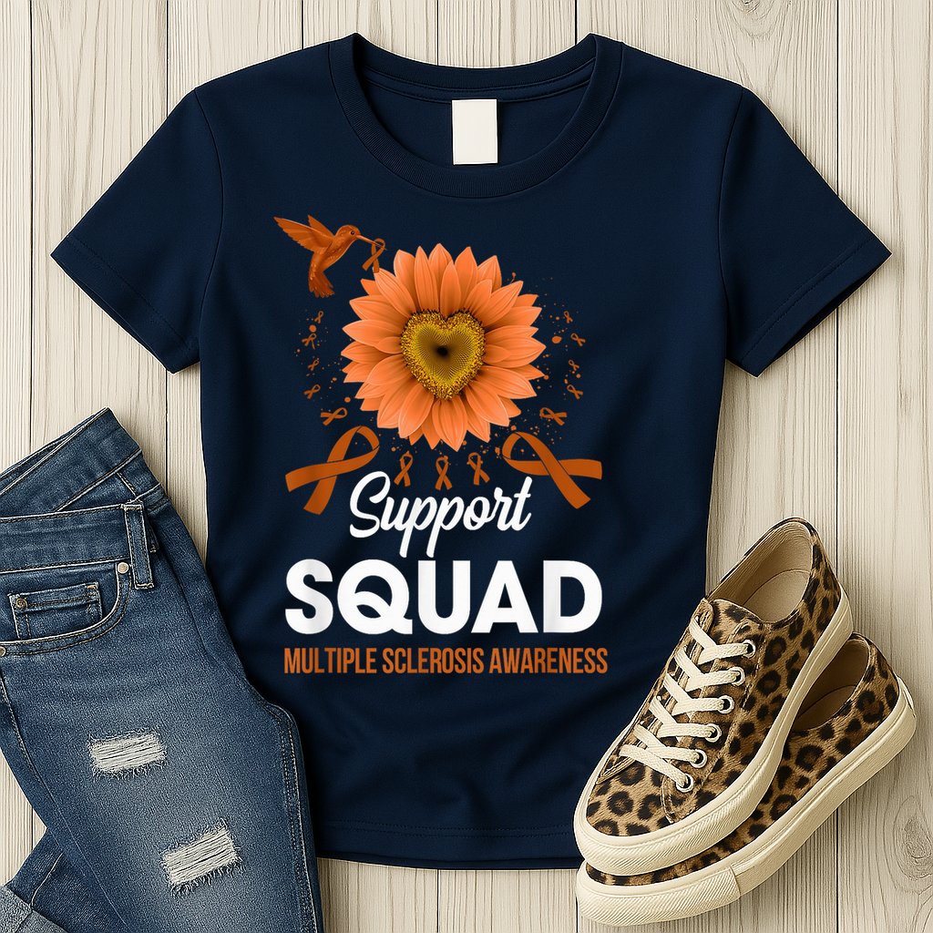 Support Squad Multiple Sclerosis Awareness Sunflower Womens T-Shirt