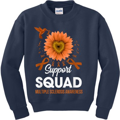 Support Squad Multiple Sclerosis Awareness Sunflower Kids Sweatshirt
