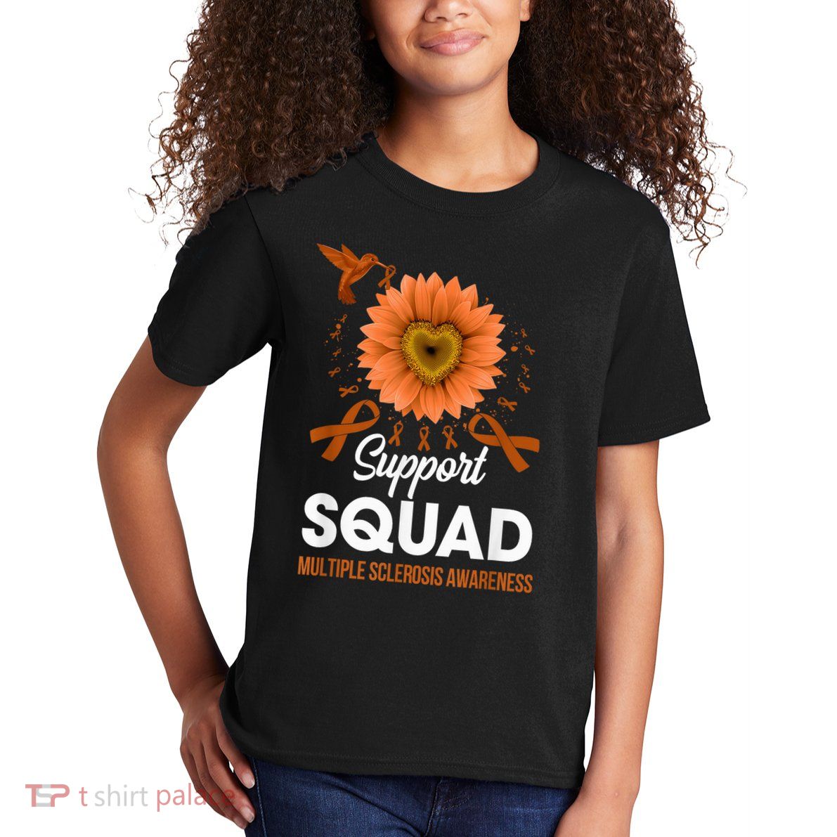 Support Squad Multiple Sclerosis Awareness Sunflower Kids T-Shirt