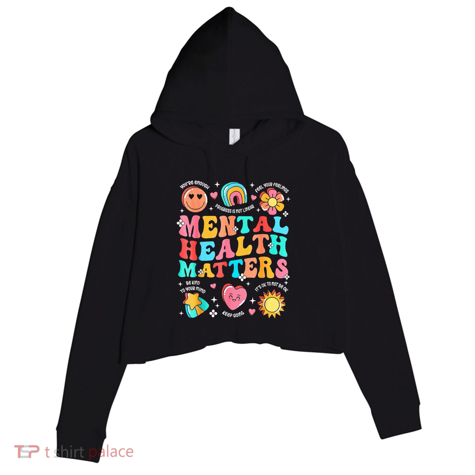 Support Squad Mental Health Awareness Lime Green Crop Fleece Hoodie