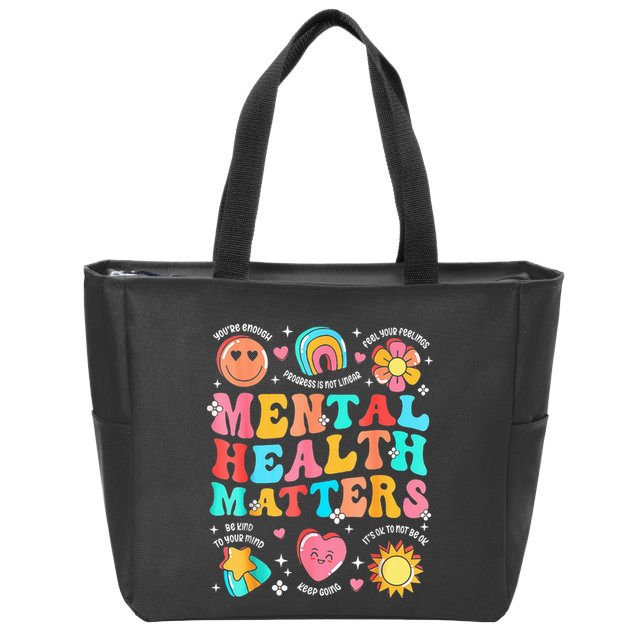 Support Squad Mental Health Awareness Lime Green Zip Tote Bag
