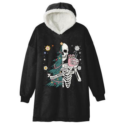 Sorta Scary Merry Sorta Christmas Skeleton Tree Santa Hooded Wearable Blanket