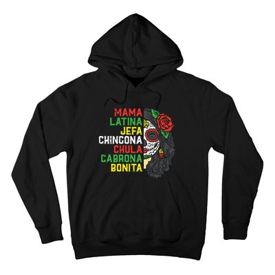 Sugar Skull Mama Latina Dia De Los Muertos Mexican Halloween Hoodie