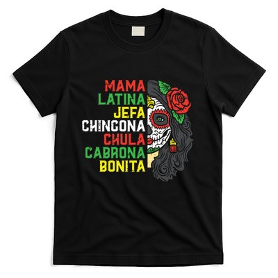 Sugar Skull Mama Latina Dia De Los Muertos Mexican Halloween T-Shirt