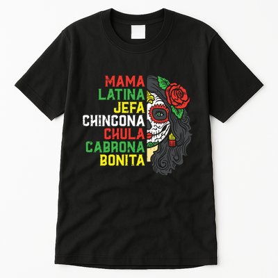 Sugar Skull Mama Latina Dia De Los Muertos Mexican Halloween Tall T-Shirt