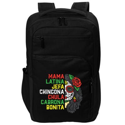 Sugar Skull Mama Latina Dia De Los Muertos Mexican Halloween Impact Tech Backpack