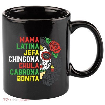 Sugar Skull Mama Latina Dia De Los Muertos Mexican Halloween 11oz C Handle Ceramic Mug