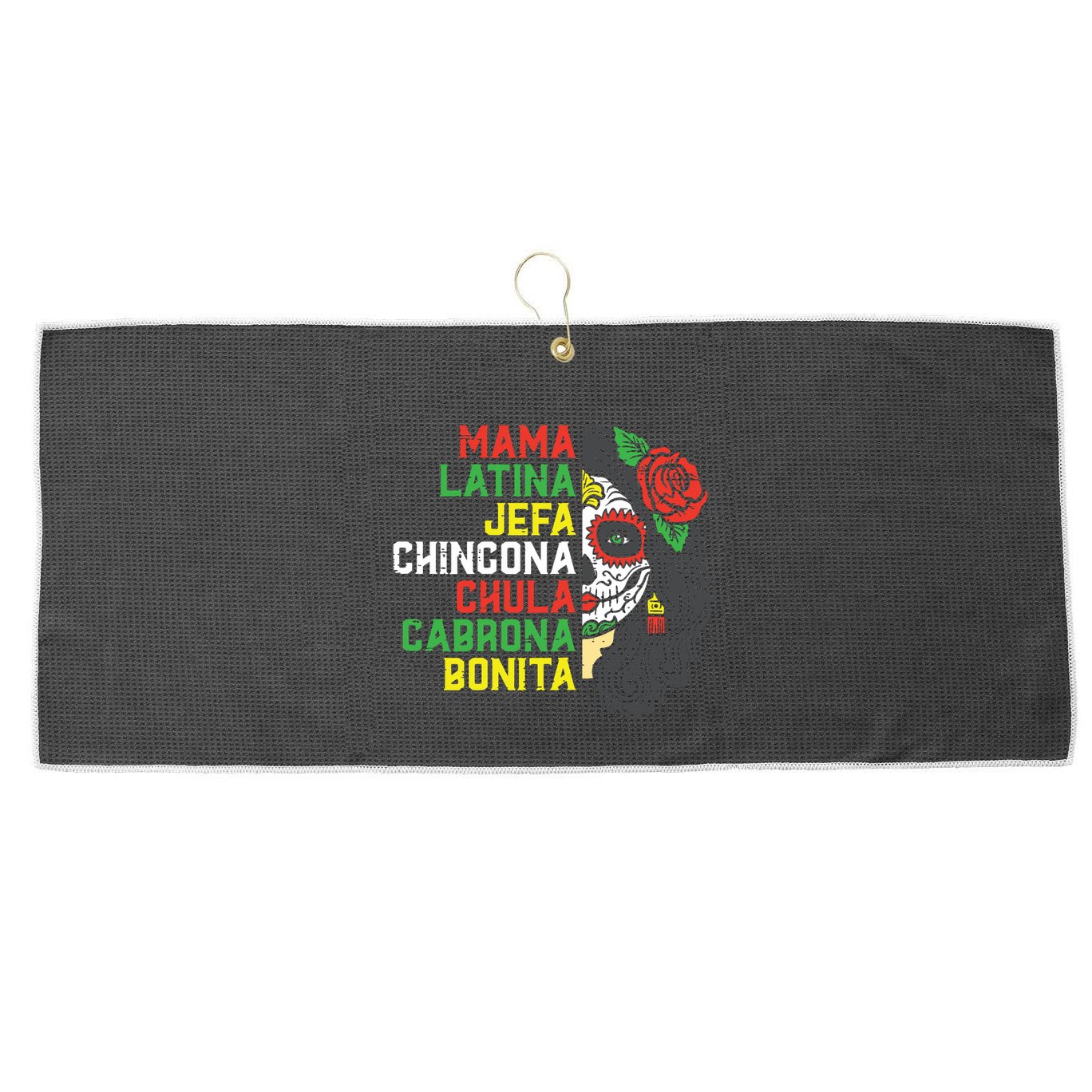 Sugar Skull Mama Latina Dia De Los Muertos Mexican Halloween Large Microfiber Waffle Golf Towel