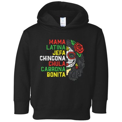 Sugar Skull Mama Latina Dia De Los Muertos Mexican Halloween Toddler Hoodie