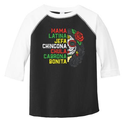 Sugar Skull Mama Latina Dia De Los Muertos Mexican Halloween Toddler Fine Jersey T-Shirt