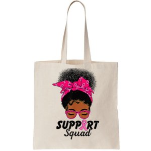 Support Squad Messy Bun Pink Warrior Breast Cancer Awareness Tote Bag