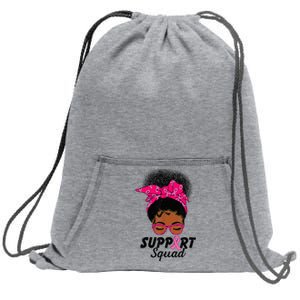 Support Squad Messy Bun Pink Warrior Breast Cancer Awareness Sweatshirt Cinch Pack Bag