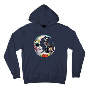 Sugar Skull Moon Cat Mexican Day Of Dead Dia De Los Muertos Tall Hoodie