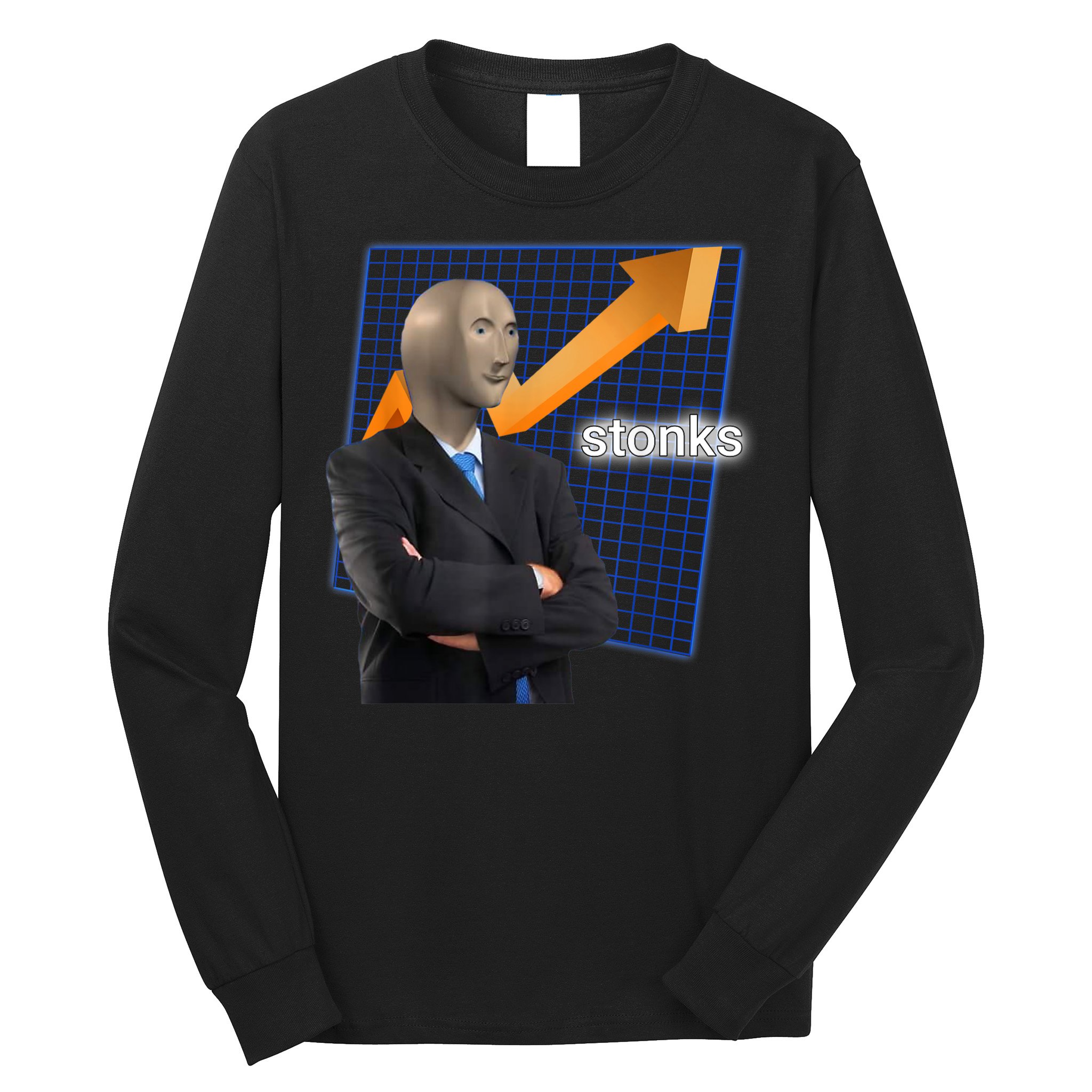 Stonks Surreal Memes Funny Stock Long Sleeve Shirt