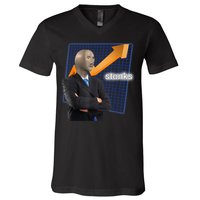 Stonks Surreal Memes Funny Stock V-Neck T-Shirt