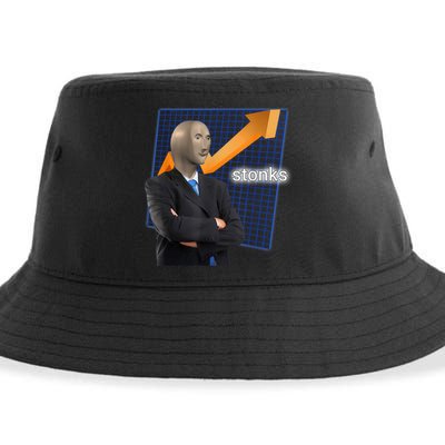 Stonks Surreal Memes Funny Stock Sustainable Bucket Hat