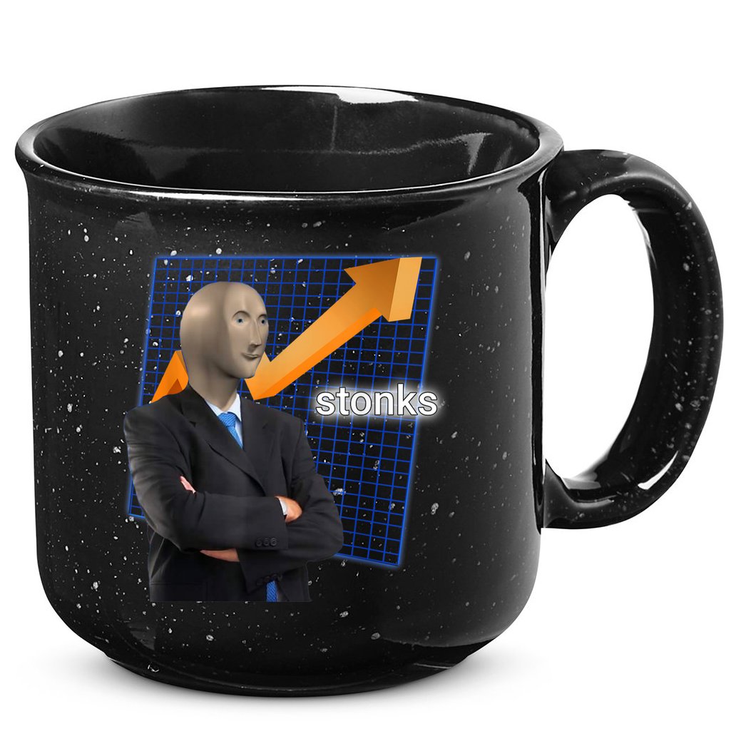 Stonks Surreal Memes Funny Stock 15oz Campfire Ceramic Mug