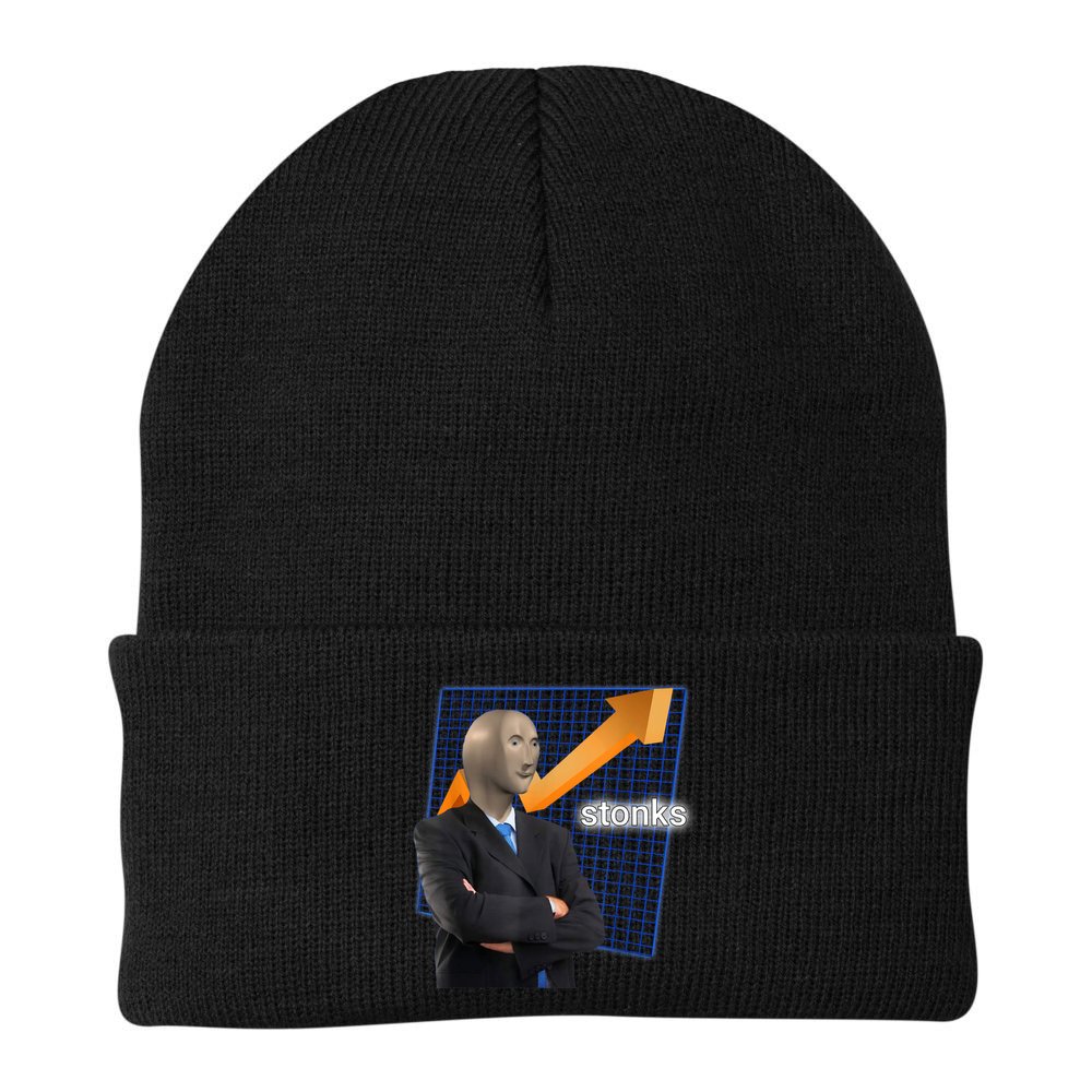 Stonks Surreal Memes Funny Stock Beanie
