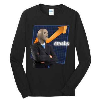 Stonks Surreal Memes Funny Stock Tall Long Sleeve T-Shirt