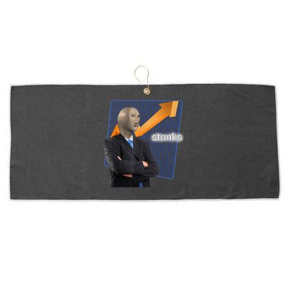 Stonks Surreal Memes Funny Stock Large Microfiber Waffle Golf Towel