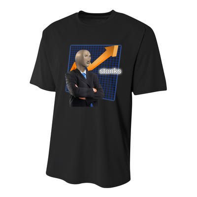 Stonks Surreal Memes Funny Stock Youth Performance Sprint T-Shirt