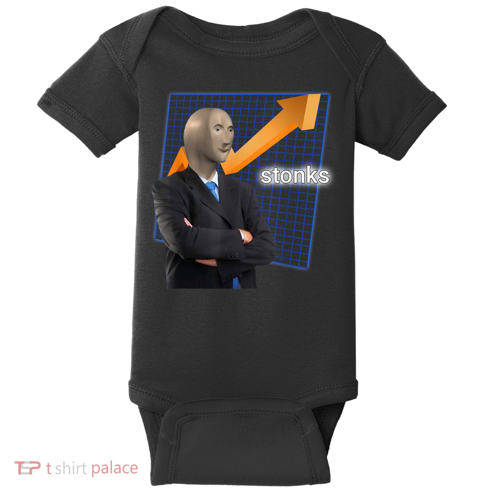 Stonks Surreal Memes Funny Stock Baby Bodysuit