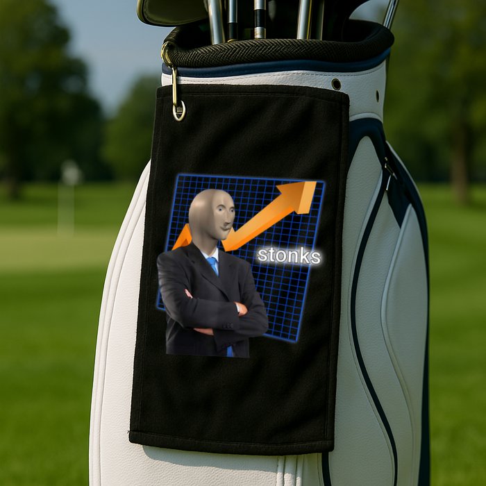 Stonks Surreal Memes Funny Stock Golf Towel