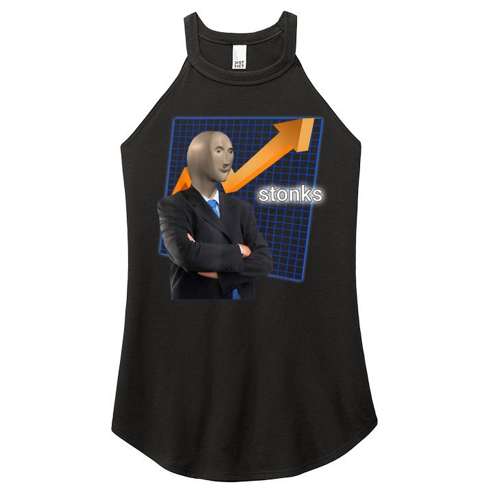 Stonks Surreal Memes Funny Stock Women's Perfect Tri Rocker Tank