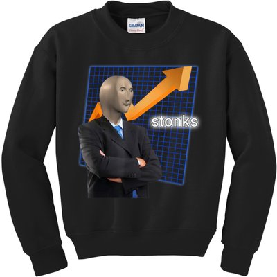 Stonks Surreal Memes Funny Stock Kids Sweatshirt