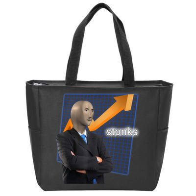 Stonks Surreal Memes Funny Stock Zip Tote Bag