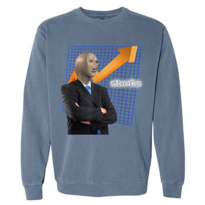 Stonks Surreal Memes Funny Stock Garment-Dyed Sweatshirt