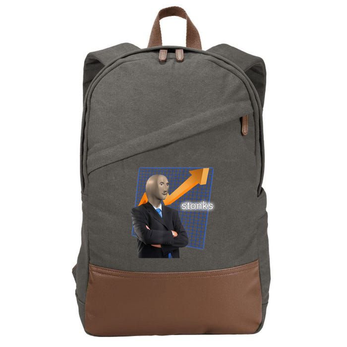 Stonks Surreal Memes Funny Stock Cotton Canvas Backpack