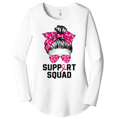 Support Squad Messy Bun Pink Warrior Breast Cancer Awareness Women's Perfect Tri Tunic Long Sleeve Shirt