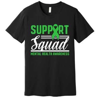 Support Squad Mental Health Awareness Lime Green Ribbon Premium T-Shirt