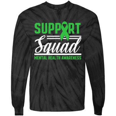 Support Squad Mental Health Awareness Lime Green Ribbon Tie-Dye Long Sleeve Shirt