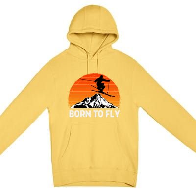 Snow Ski Mountain Skier Downhill Skiing Trip Ski Lover Gift Premium Pullover Hoodie