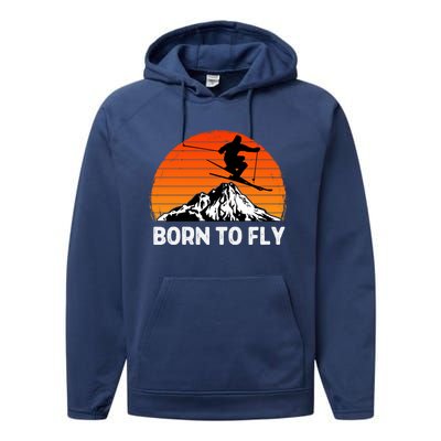 Snow Ski Mountain Skier Downhill Skiing Trip Ski Lover Gift Performance Fleece Hoodie