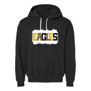 School Spirit Mascot Eagles Leopard Print Teacher Garment-Dyed Fleece Hoodie