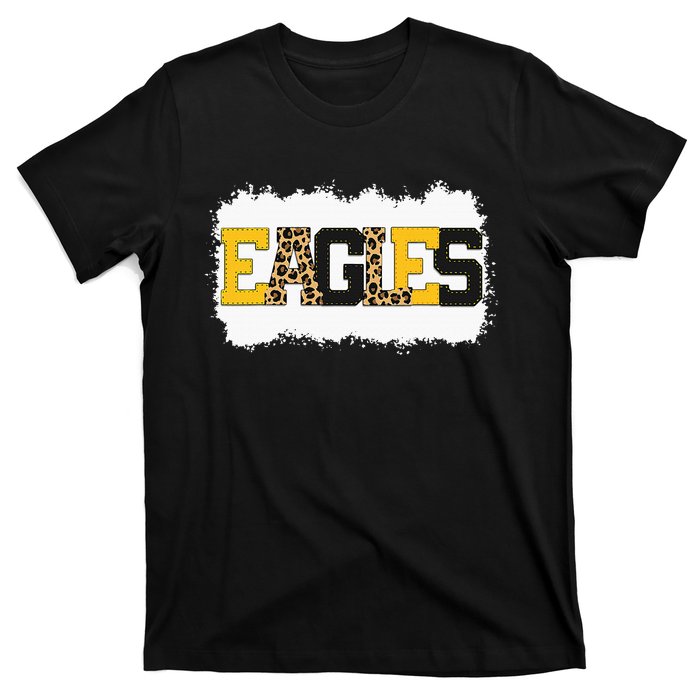 School Spirit Mascot Eagles Leopard Print Teacher T-Shirt