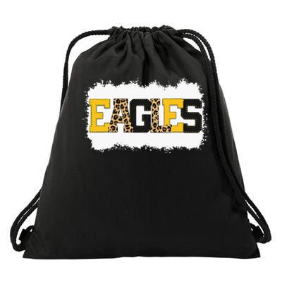 School Spirit Mascot Eagles Leopard Print Teacher Drawstring Bag