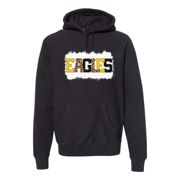 School Spirit Mascot Eagles Leopard Print Teacher Premium Hoodie